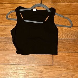 Cute girls black cropped tank top size 10-11Y